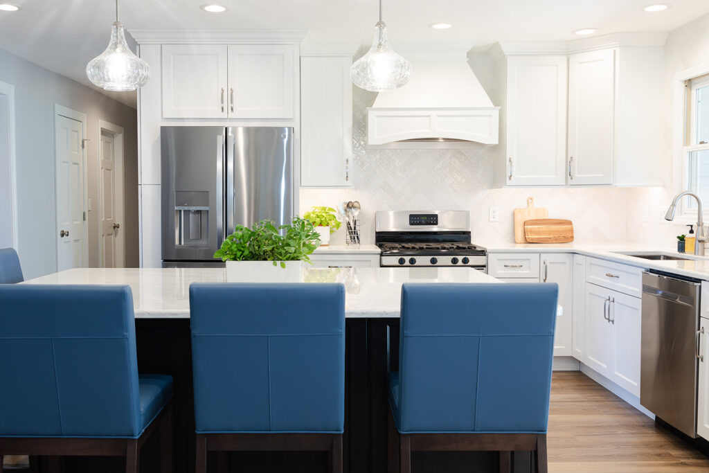example of white kitchen remodel by DreamMaker